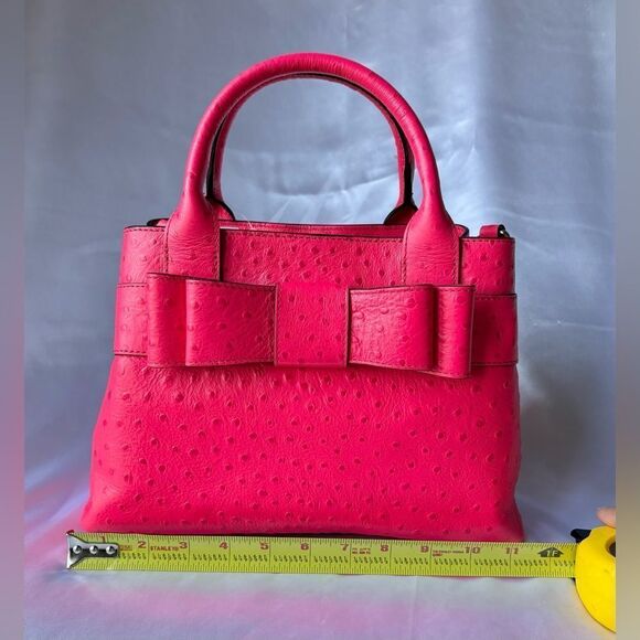Kate Spade Bright Pink Ostrich Leather Satchel w/ Bow - NWT - Original Dust Bag - Picture 9 of 12